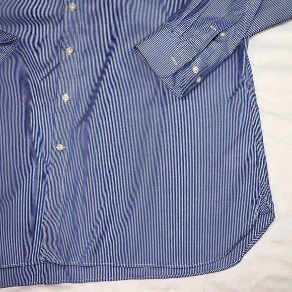 Polo Ralph Lauren Shirt Men’s Size 18 34/35 Blue White Striped Easy Care Office - Picture 4 of 14